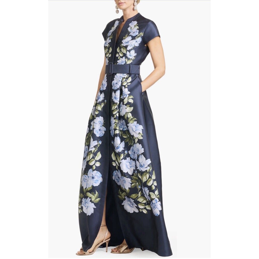 Sachin & Babi Women’s Marta Navy Floral Mikado Gown Dress in Size 6 - Picture 3 of 7